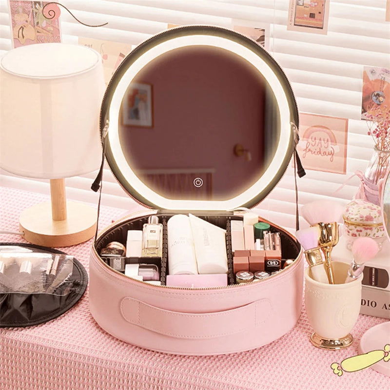 LovelyRLovely LovelyRLovely Round Smart LED Mirror Mak LovelyRLovely Round Smart LED Mirror Makeup Bag