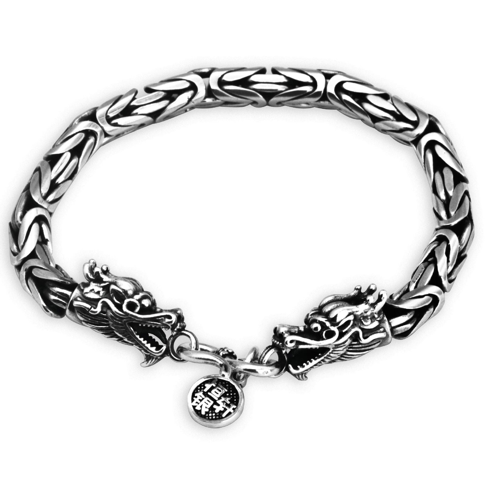 LovelyRLovely LovelyRLovely S925 Sterling Silver Men's 4mm Thick 17cm Long / 925 Silver LovelyRLovely S925 Sterling Silver Men's Retro Domineering Bracelet