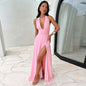 LovelyRLovely LovelyRLovely Sexy Halter-neck V-neck Sl Pink / L LovelyRLovely Sexy Halter-neck V-neck Slit Dress