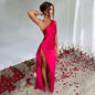 LovelyRLovely LovelyRLovely Sexy One-shoulder Backless Red / L LovelyRLovely Sexy One-shoulder Backless Split Dress