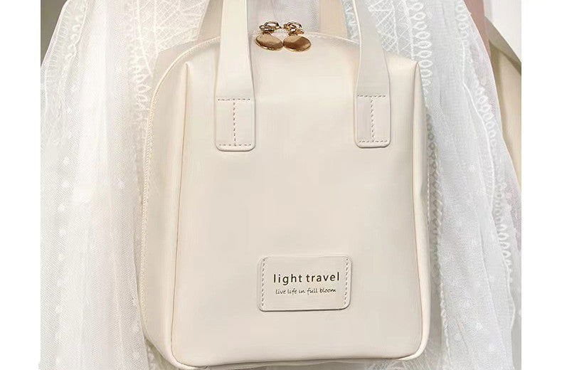 LovelyRLovely LovelyRLovely Shell Shape PU Leather Cos Milk Apricot White LovelyRLovely Shell Shape PU Leather Cosmetic Bag