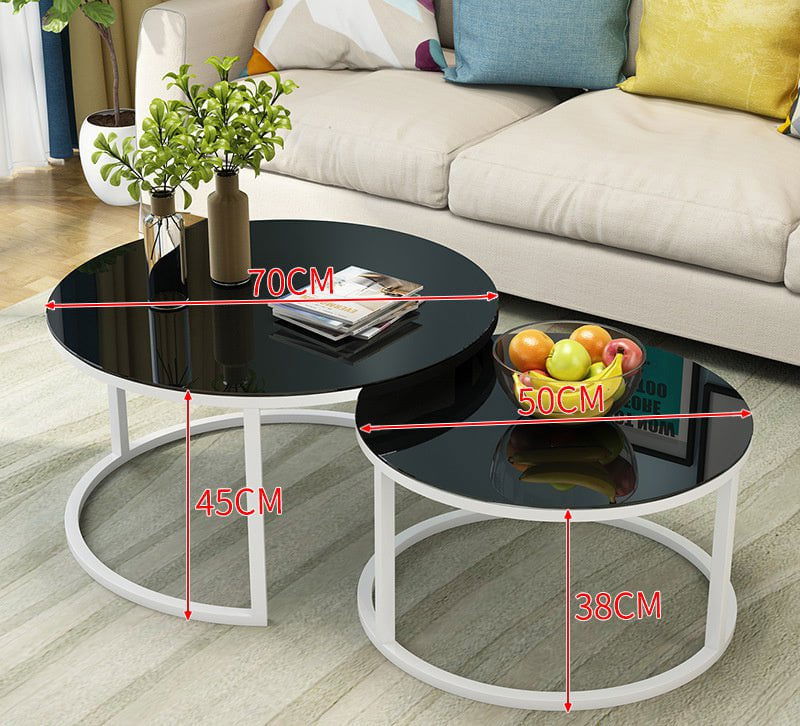 LovelyRLovely LovelyRLovely Simple Home Round Coffee T Small black and white shelf LovelyRLovely Simple Home Round Coffee Table