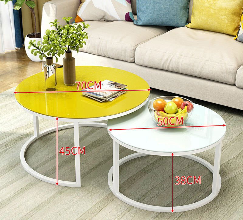 LovelyRLovely LovelyRLovely Simple Home Round Coffee T Small yellow white white shelf LovelyRLovely Simple Home Round Coffee Table