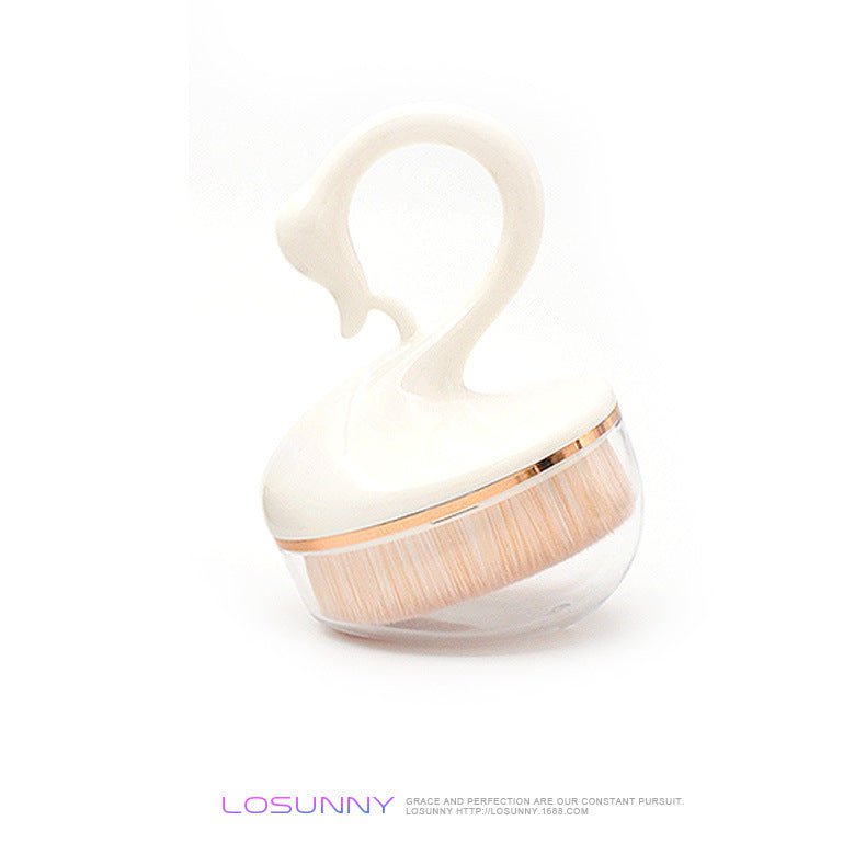 LovelyRLovely LovelyRLovely Single Swan Powder Foundat White Handle OPP LovelyRLovely Single Swan Powder Foundation Brush