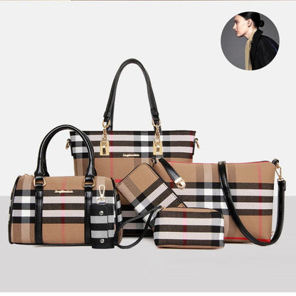 LovelyRLovely LovelyRLovely Six-piece Print Striped Po Black LovelyRLovely Six-piece Print Striped Portable Messenger Set