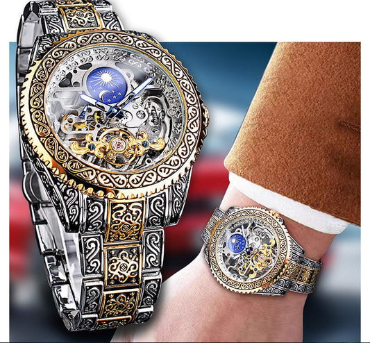 LovelyRLovely LovelyRLovely Skeleton Carved Tourbillon Yellow LovelyRLovely Skeleton Carved Tourbillon Mechanical Watch