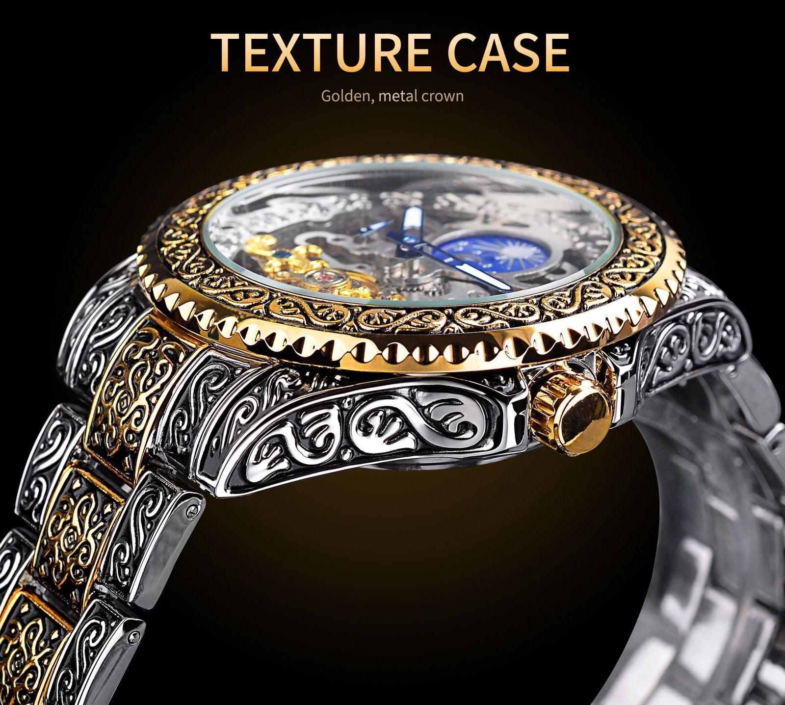 LovelyRLovely LovelyRLovely Skeleton Carved Tourbillon Yellow LovelyRLovely Skeleton Carved Tourbillon Mechanical Watch