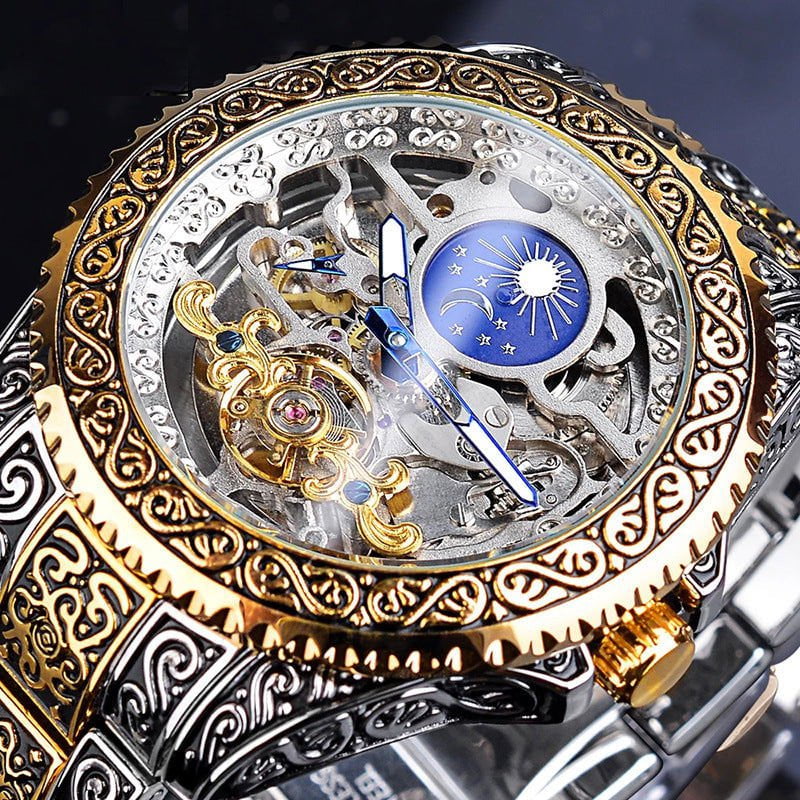 LovelyRLovely LovelyRLovely Skeleton Carved Tourbillon Yellow LovelyRLovely Skeleton Carved Tourbillon Mechanical Watch