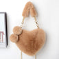 LovelyRLovely LovelyRLovely Soft Plush Heart Handbag Light khaki LovelyRLovely Soft Plush Heart Handbag