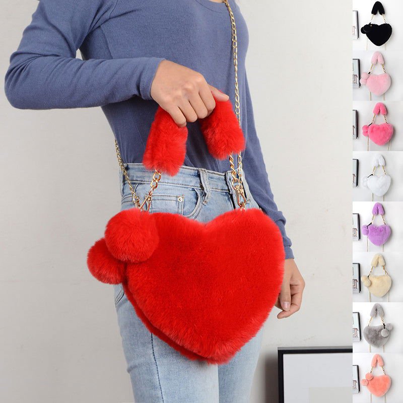 LovelyRLovely LovelyRLovely Soft Plush Heart Handbag LovelyRLovely Soft Plush Heart Handbag