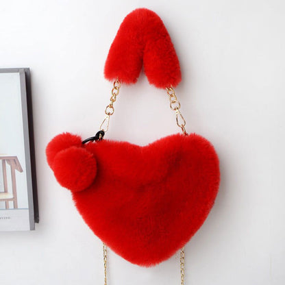 LovelyRLovely LovelyRLovely Soft Plush Heart Handbag Red LovelyRLovely Soft Plush Heart Handbag