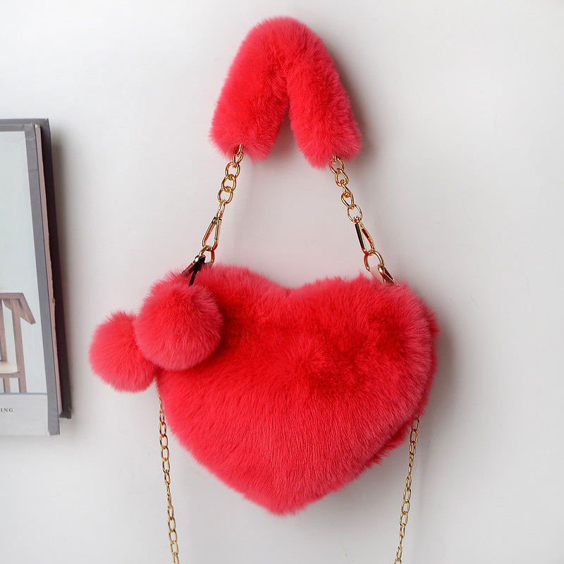 LovelyRLovely LovelyRLovely Soft Plush Heart Handbag Watermelon red LovelyRLovely Soft Plush Heart Handbag