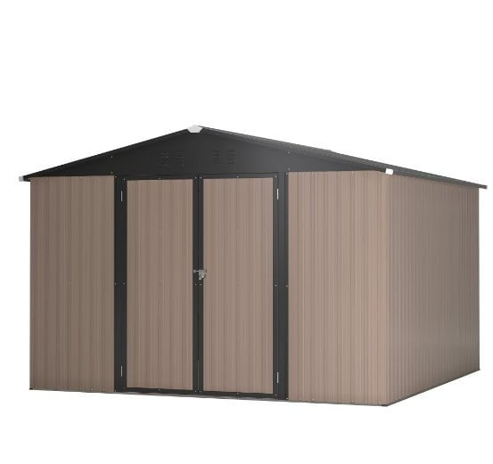 LovelyRLovely LovelyRLovely Steel Garden Shed With Dou Brown LovelyRLovely Steel Garden Shed With Double Lockable Door