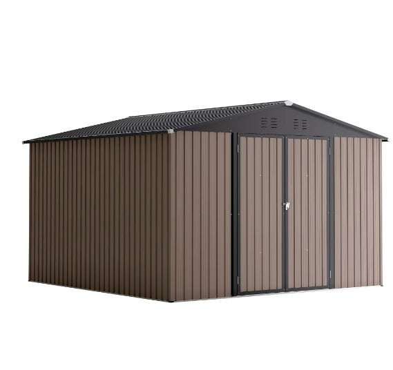 LovelyRLovely LovelyRLovely Steel Garden Shed With Dou Brown LovelyRLovely Steel Garden Shed With Double Lockable Door