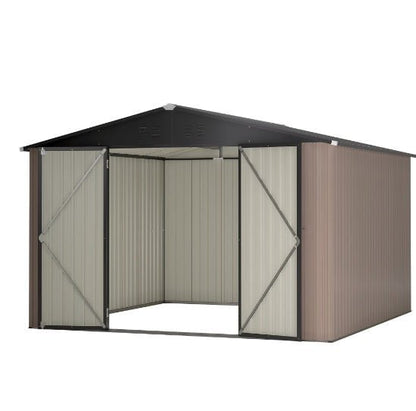 LovelyRLovely LovelyRLovely Steel Garden Shed With Dou Brown LovelyRLovely Steel Garden Shed With Double Lockable Door