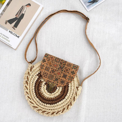 LovelyRLovely LovelyRLovely Straw-weaved Crossbody Bag Brown / 25cmx25cm LovelyRLovely Straw-weaved Crossbody Bag