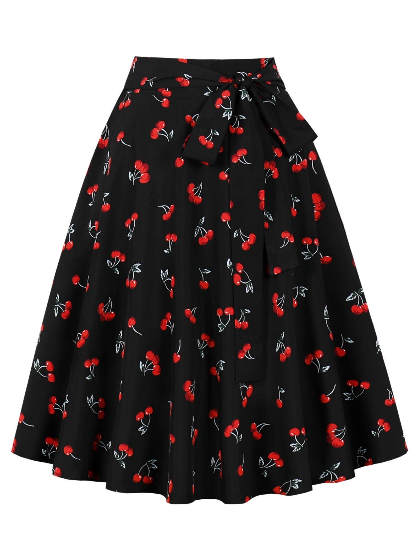 LovelyRLovely LovelyRLovely Strawberry Printed Long Sk Black / L LovelyRLovely Strawberry Printed Long Skirt