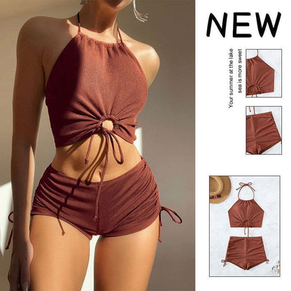 LovelyRLovely LovelyRLovely Summer Halter Neck 2pcs Sh LovelyRLovely Summer Halter Neck 2pcs Shorts Set