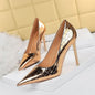 LovelyRLovely LovelyRLovely Super High Heel Metal Ston Champagne / 34 LovelyRLovely Super High Heel Metal Stone Pattern Shoes