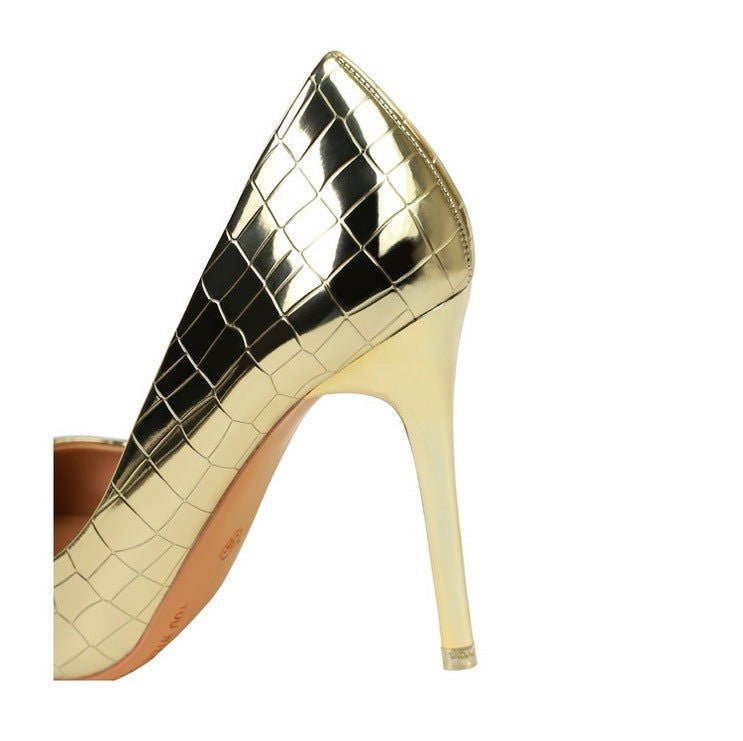 LovelyRLovely LovelyRLovely Super High Heel Metal Ston LovelyRLovely Super High Heel Metal Stone Pattern Shoes