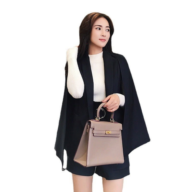 LovelyRLovely LovelyRLovely Temperament Cape Blazer Sh LovelyRLovely Temperament Cape Blazer Shorts Two-piece Suit