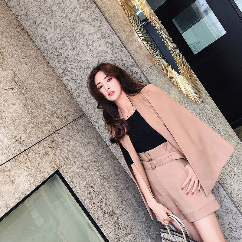 LovelyRLovely LovelyRLovely Temperament Cape Blazer Sh LovelyRLovely Temperament Cape Blazer Shorts Two-piece Suit