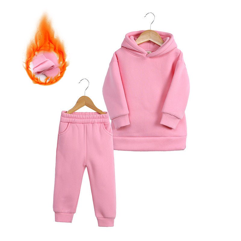 LovelyRLovely LovelyRLovely Thick Children's Hooded S Leather Pink / 100 LovelyRLovely Thick  Children's Hooded Sweater 2-piece Set