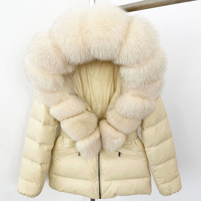 LovelyRLovely LovelyRLovely Thick Waist-tight Fur Down Beige Beige / L LovelyRLovely Thick Waist-tight Fur Down Jacket