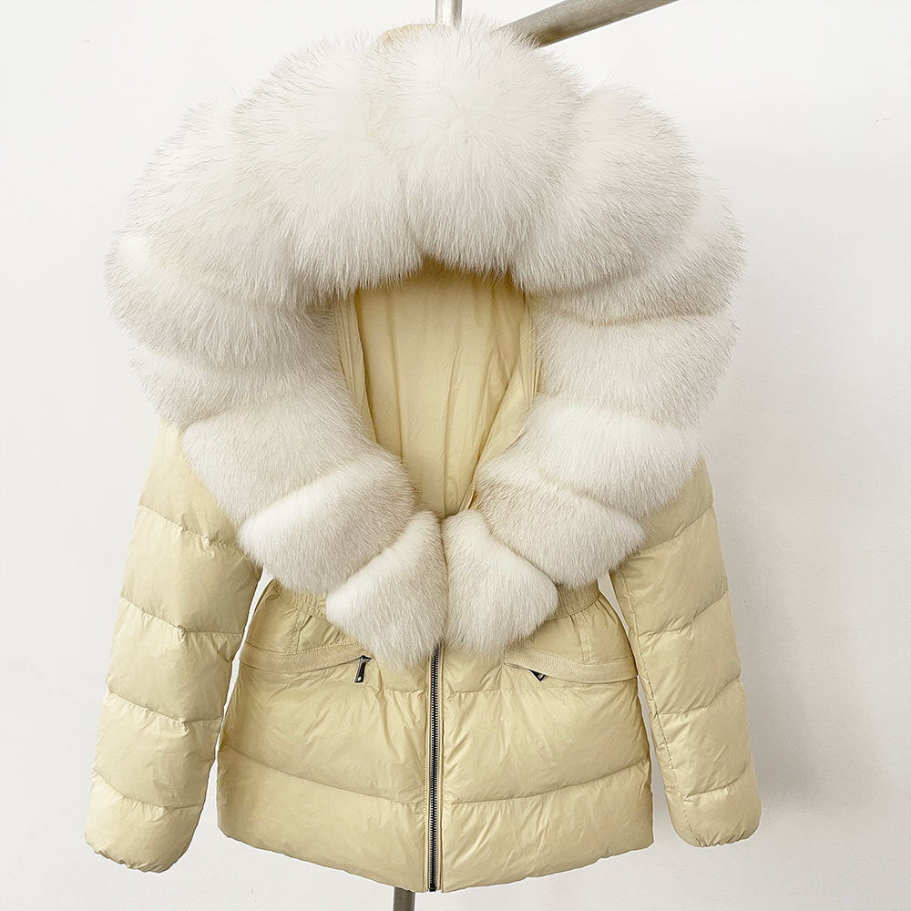 LovelyRLovely LovelyRLovely Thick Waist-tight Fur Down Beige White / L LovelyRLovely Thick Waist-tight Fur Down Jacket