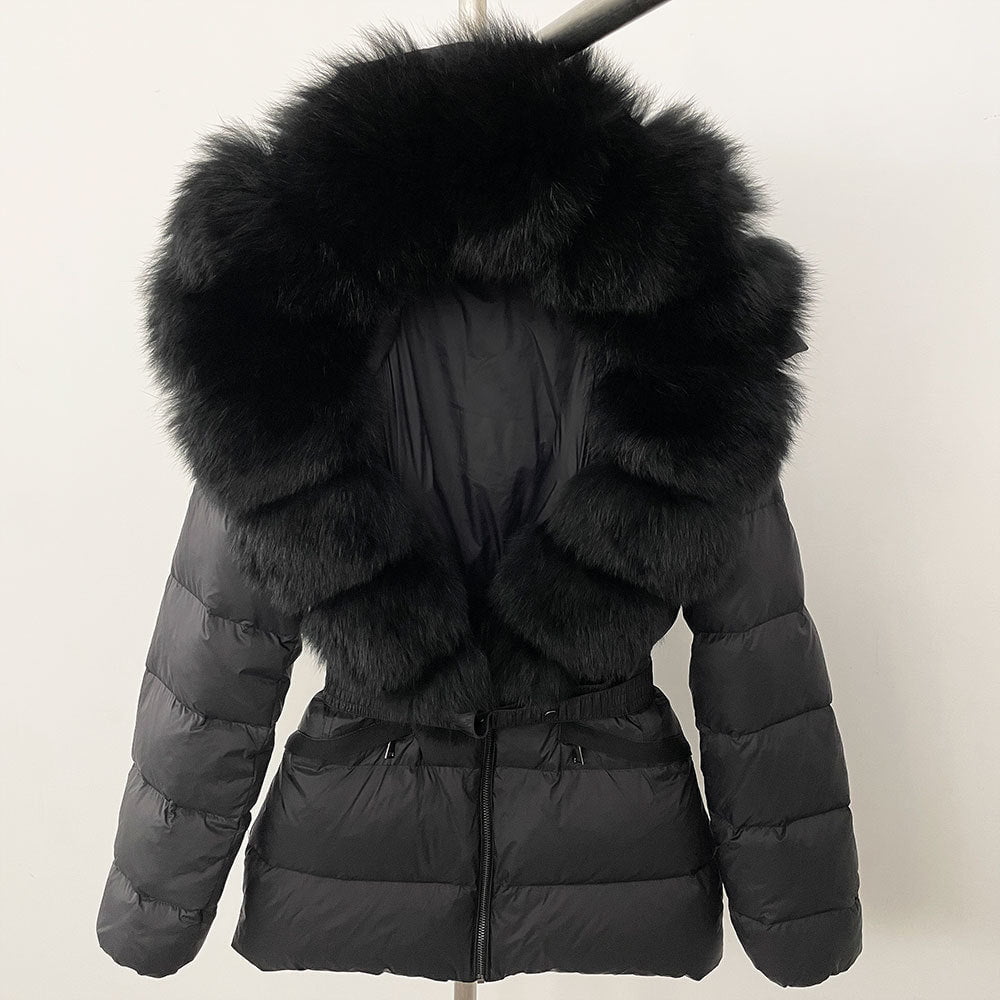 LovelyRLovely LovelyRLovely Thick Waist-tight Fur Down Black And Black / L LovelyRLovely Thick Waist-tight Fur Down Jacket