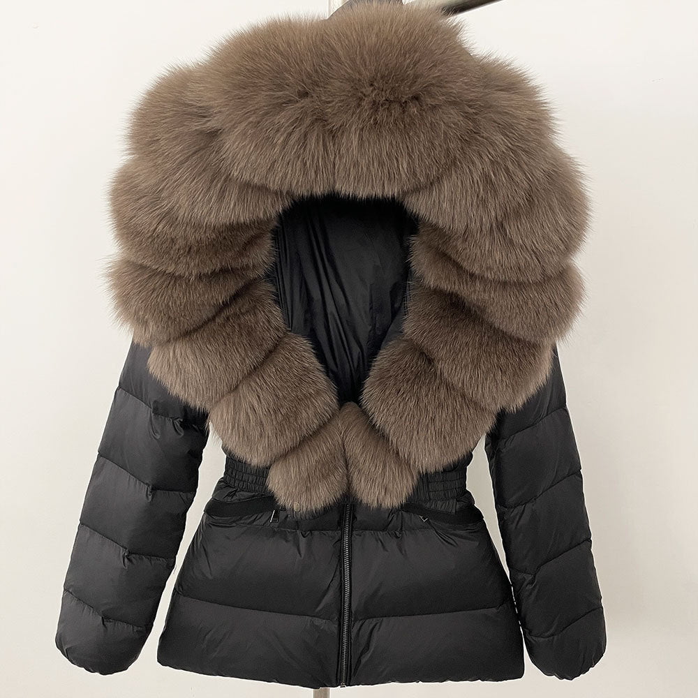 LovelyRLovely LovelyRLovely Thick Waist-tight Fur Down Black Coffee Color / L LovelyRLovely Thick Waist-tight Fur Down Jacket