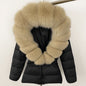 LovelyRLovely LovelyRLovely Thick Waist-tight Fur Down Black Milk Tea / L LovelyRLovely Thick Waist-tight Fur Down Jacket