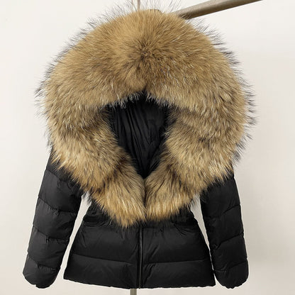 LovelyRLovely LovelyRLovely Thick Waist-tight Fur Down Black Primary Color / L LovelyRLovely Thick Waist-tight Fur Down Jacket