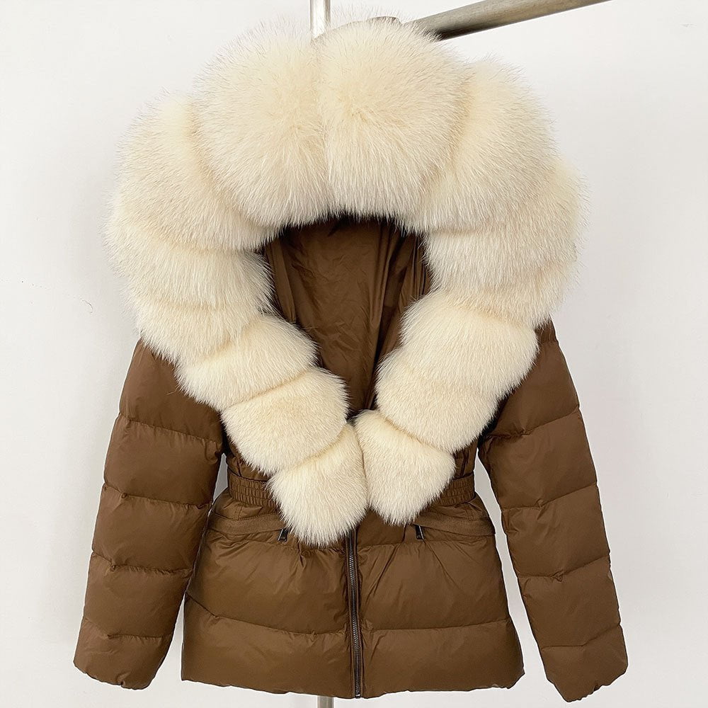 LovelyRLovely LovelyRLovely Thick Waist-tight Fur Down Coffee Beige / L LovelyRLovely Thick Waist-tight Fur Down Jacket