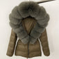 LovelyRLovely LovelyRLovely Thick Waist-tight Fur Down Coffee Green / L LovelyRLovely Thick Waist-tight Fur Down Jacket