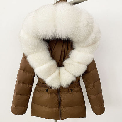 LovelyRLovely LovelyRLovely Thick Waist-tight Fur Down Coffee White / L LovelyRLovely Thick Waist-tight Fur Down Jacket