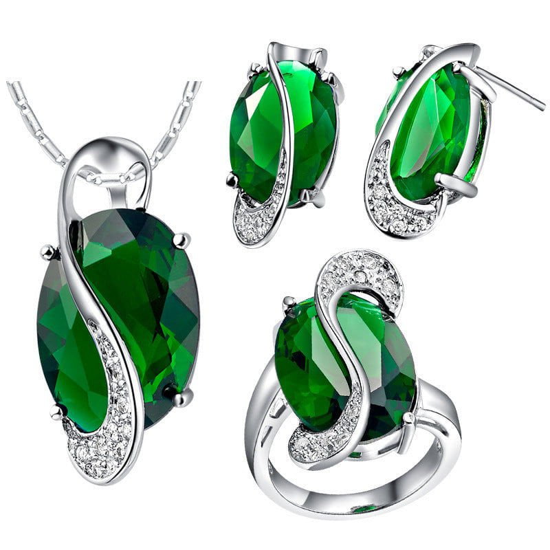 LovelyRLovely LovelyRLovely Three Piece Jewellery Set Green / 10 LovelyRLovely Three Piece Jewellery Set