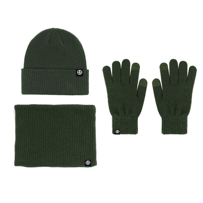 LovelyRLovely LovelyRLovely Three-piece Warm Hat Set Army Green Three Piece Set LovelyRLovely Three-piece Warm Hat Set