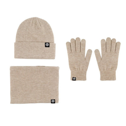 LovelyRLovely LovelyRLovely Three-piece Warm Hat Set Khaki Three Piece Set LovelyRLovely Three-piece Warm Hat Set