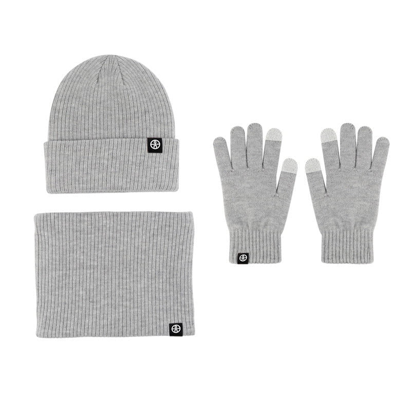 LovelyRLovely LovelyRLovely Three-piece Warm Hat Set Light Gray Three Piece Set LovelyRLovely Three-piece Warm Hat Set