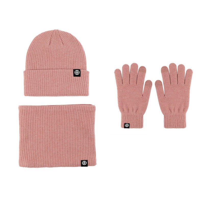 LovelyRLovely LovelyRLovely Three-piece Warm Hat Set Pink Three Piece Set LovelyRLovely Three-piece Warm Hat Set