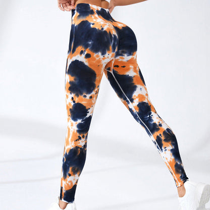 LovelyRLovely LovelyRLovely Tie-dye Printed Yoga Pants Blue Orange / L LovelyRLovely Tie-dye Printed Yoga Pants