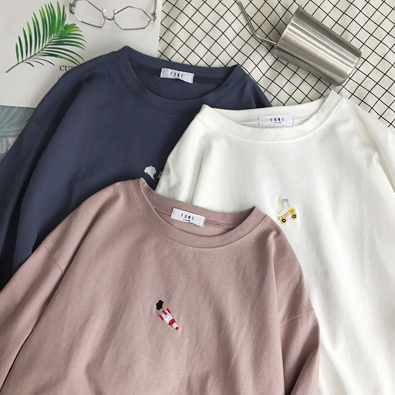 LovelyRLovely LovelyRLovely Tiny Embroidered Oversized LovelyRLovely Tiny Embroidered Oversized Pastel Tee