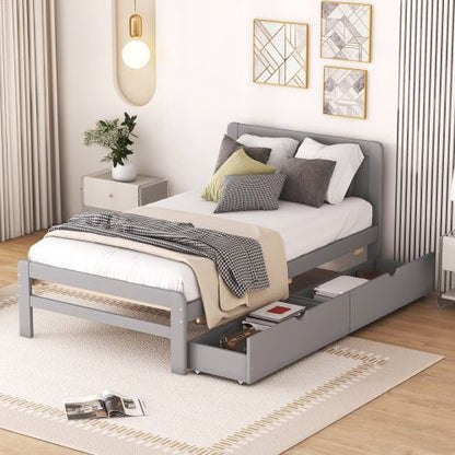 LovelyRLovely LovelyRLovely Twin Size Platform Bed Fra Grey LovelyRLovely Twin Size Platform Bed Frame With Trundle