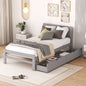 LovelyRLovely LovelyRLovely Twin Size Platform Bed Fra Grey LovelyRLovely Twin Size Platform Bed Frame With Trundle