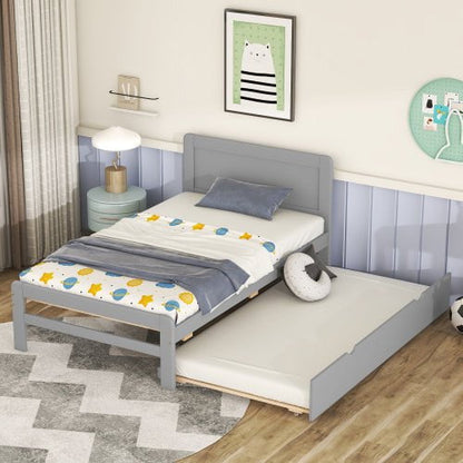 LovelyRLovely LovelyRLovely Twin Size Platform Bed Fra Grey2 LovelyRLovely Twin Size Platform Bed Frame With Trundle