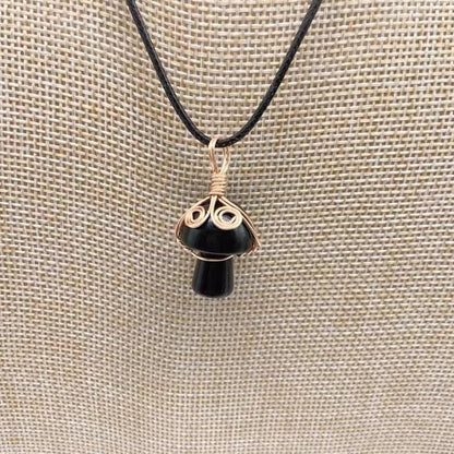 LovelyRLovely LovelyRLovely Winding Small Mushroom Nat Black stone LovelyRLovely Winding Small Mushroom Natural Stone Necklace