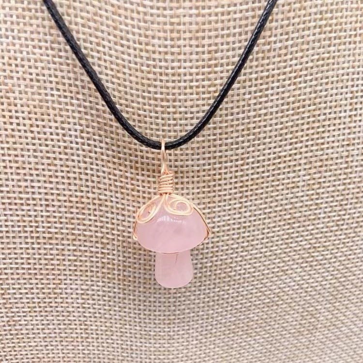 LovelyRLovely LovelyRLovely Winding Small Mushroom Nat Pink crystal LovelyRLovely Winding Small Mushroom Natural Stone Necklace