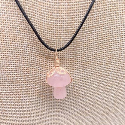 LovelyRLovely LovelyRLovely Winding Small Mushroom Nat Pink crystal LovelyRLovely Winding Small Mushroom Natural Stone Necklace