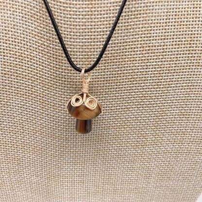 LovelyRLovely LovelyRLovely Winding Small Mushroom Nat Tigers eye stone LovelyRLovely Winding Small Mushroom Natural Stone Necklace